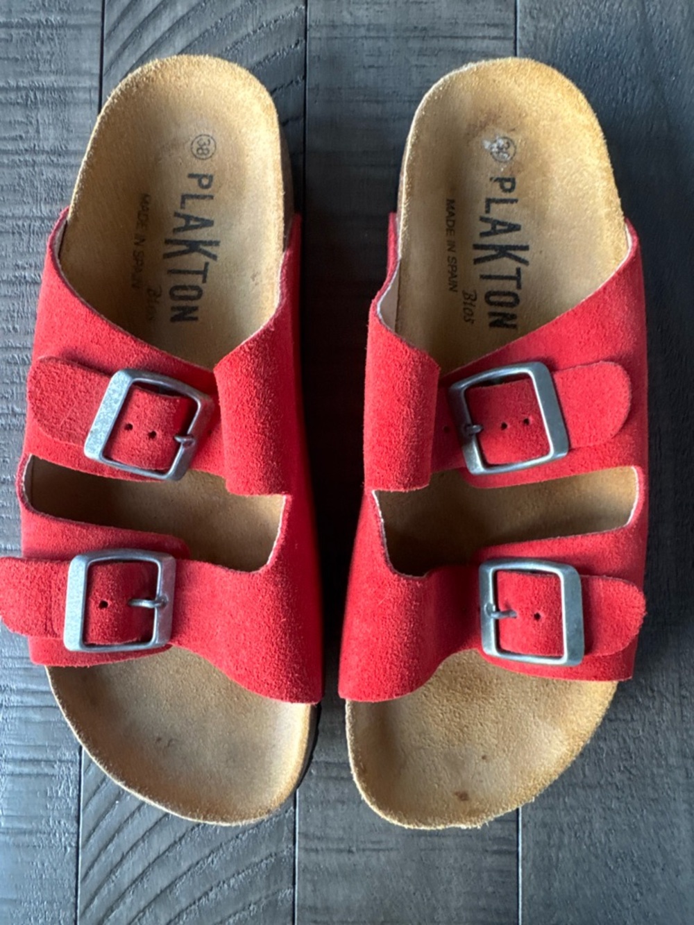 Plakton - Made in Spain Adjustable Cork Slide Suede Sandals Women's Size 38 (7) - Picture 6 of 16